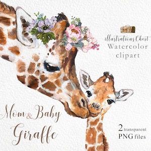 Giraffe Clipart. Giraffe Mom and Baby Clip Art Printable Giraffe Art Mother&#39;s Day Gift Mom and Baby Giraffe Safari Nursery Art Gift For Kids