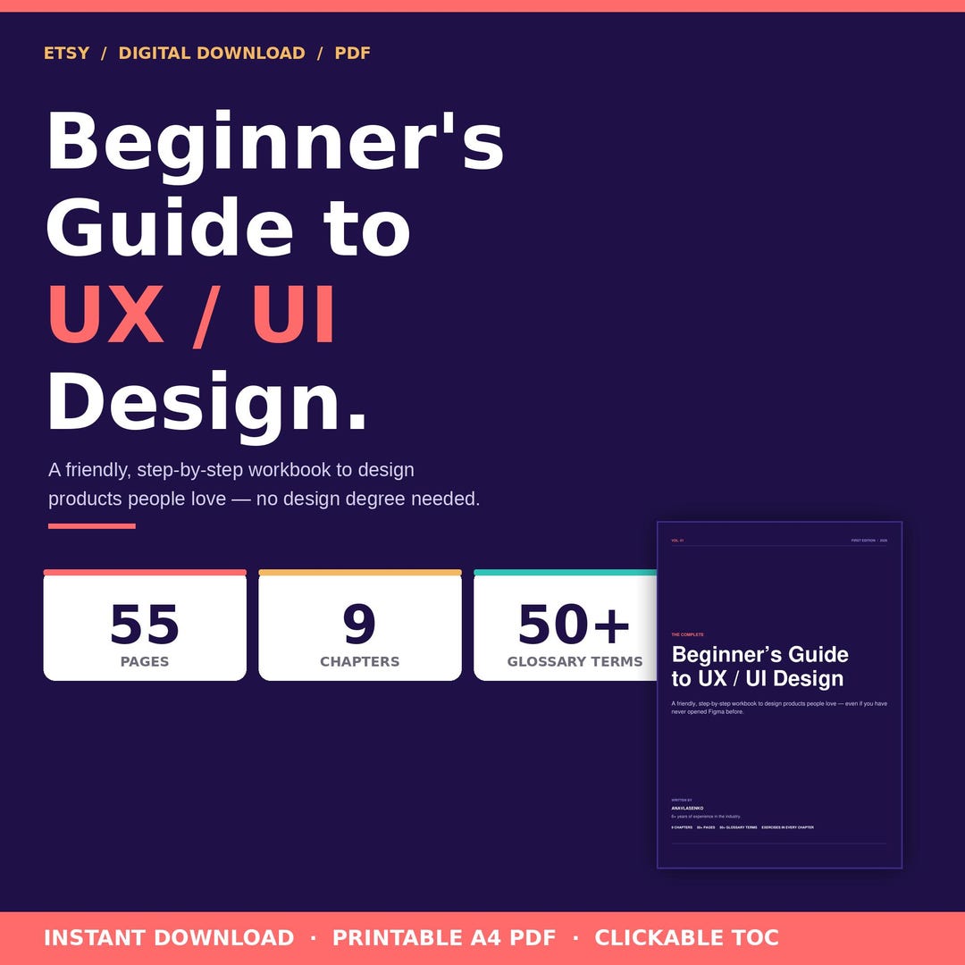 New! - Beginner UX/UI Design Guide | Figma, AI Tools, Glossary (digital ...