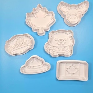 Canada Day Cookie Cutter Set – Maple Leaf, Beaver, Moose, Flag & Mountie Hat