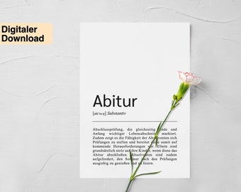 Card Abitur - Abi Gift Congratulations Card - Postcard Poster Image - Download PDF JPG
