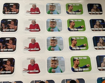 2e versie lerarenmemesstickers/stickers 108 stuks. / 27 motieven / lerarenmemes voor cijfers / virale beoordelingsmemes voor leraren