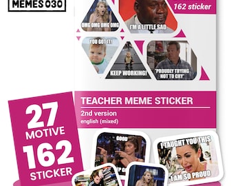 Versie 2 Lerarenmemes Stickers / Decals 108 stuks / 27 ontwerpen / Lerarenmemes voor cijfers / Virale cijfermemes voor leraren