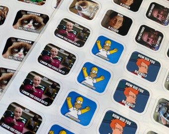 1e versie lerarenmemesstickers/stickers 112 stuks. / 28 motieven / lerarenmemes voor cijfers / virale beoordelingsmemes voor leraren