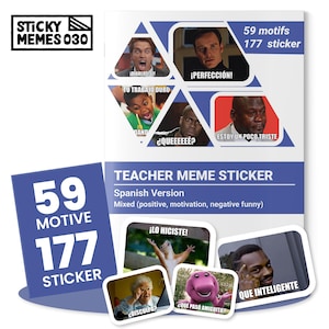 Spanische Version Lehrer Memes Sticker / Aufkleber 177 STK. / 59 Motive / Lehrermemes für Noten / Viral Grading Memes for Teachers