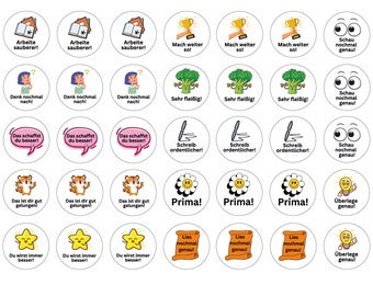 1st version primary school stickers / 12 motifs / 210 stickers