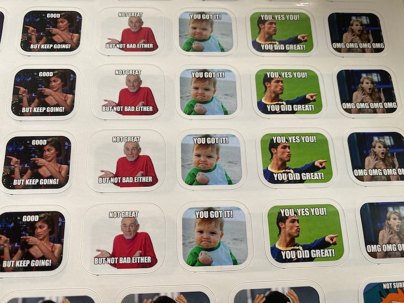 2nd version teacher memes stickers / stickers 108 pieces. / 27 motifs / teacher memes for grades / viral grading memes for teachers image 1