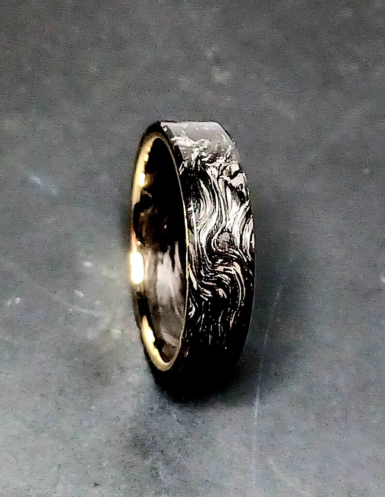 Marbled Carbon Fiber Band, Brass Inner Ring - Etsy