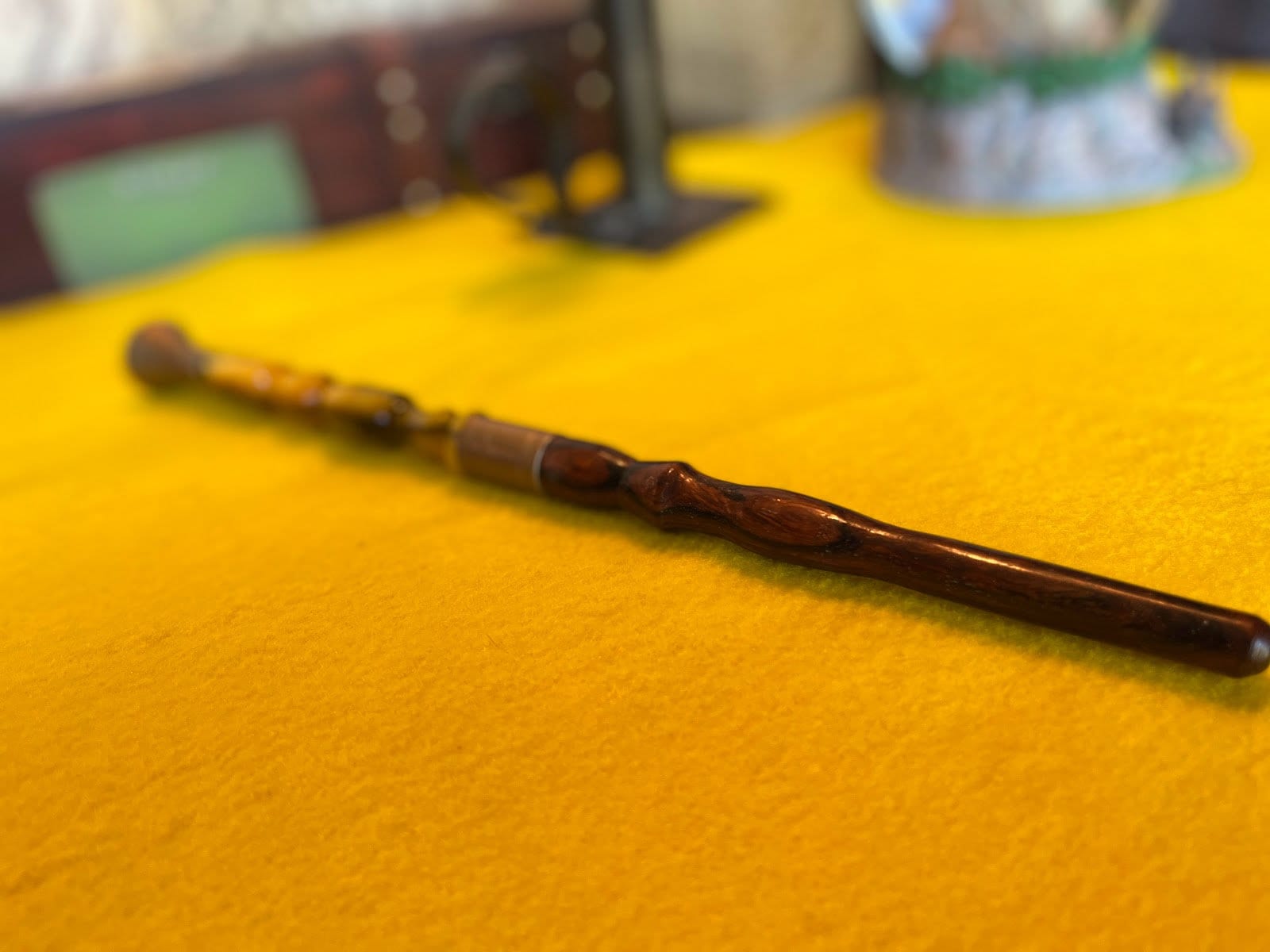 Desert Ironwood Wand With Yellow Black and White Resin Handle and
