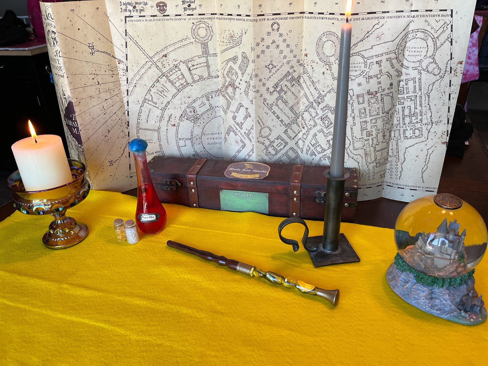 Desert Ironwood Wand With Yellow Black and White Resin Handle and