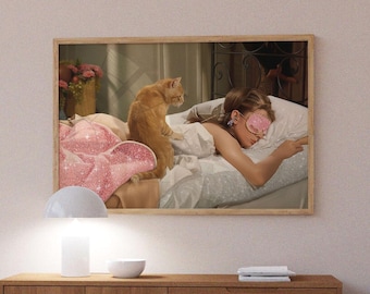 Audrey Hepburn Sleeping Print, Vintage Fashion Photo, Classic Hollywood Art, Trendy Classic Room Decor, Horizontal Girly Dorm Wall Art