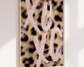 Pink Leopard Wall Art Trendy Fashion Stylish Print Decor Office Aesthetic Girly Wall Art Fashion Maximalist Xoxo Cheetah Cool Dopamine Room