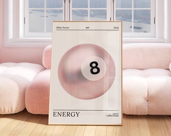 Pink 8 Ball Print | Pool Ball Wall Art | Retro Hot Pink Wall Art | Trendy Preppy Wall Decor | Vintage Girly Energy Print | Y2K Room Decor