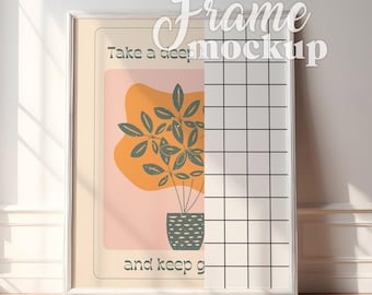 Vintage Frame Mockup, 4x5 Ratio Vertical Art Print Mockup, Aesthetic Poster Mockup, Vintage Walls Mockup, Wood Frame PSD for Digital WallArt