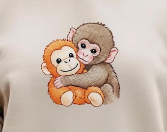 Punch Monkey Png, Japan Monkey Illustration, Cute Baby Animal Clipart, Japanese Macaque, Embroidered Style