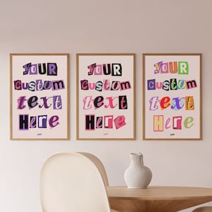 Impressão personalizada de letras recortadas | texto personalizado pôster | Impressão personalizada de citações | Arte de parede moderna | Decoração de quarto Y2K | Download digital