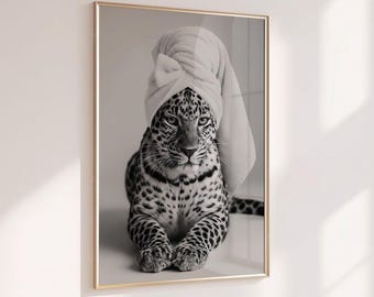 Trendy Leopard Wall Art Black and White Fashion Stylish Photo Prints Decor Office Aesthetic Girly Wall Art Feminine Magazine Cool Girl Room