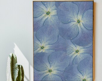 Light Blue Hydrangea Flowers Art Print, Chinoiserie Bedroom Wall Art, Grandmillennial Floral Art, Vintage Cottagecore Poster, Blue Floral