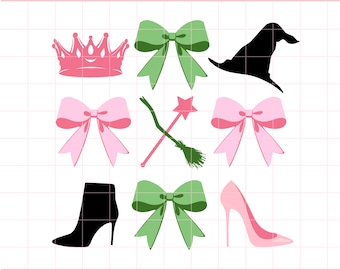 Wicked Svg Eps Png | Wicked Elphaba and Glinda Vector | Wicked Movie Cricut | Wizard Of Oz | Pink and Green PNG | Wicked Cricut