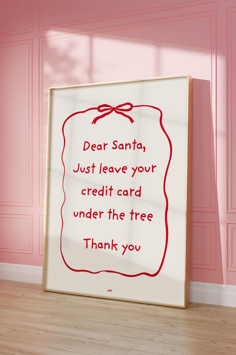 Funny Christmas Quote Print Flirty Santa Claus Poster Christmas Tree