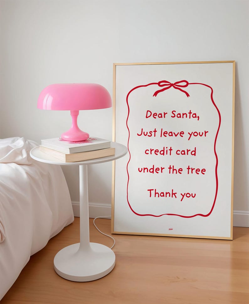 Funny Christmas Quote Print Flirty Santa Claus Poster Christmas Tree