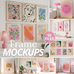 Gallery Wall & Multiple Frame Mockup Pack, Frame Mockup Bundle, Vertical Poster Mockup, Art Display Photoshop, Mid Century Frame Template