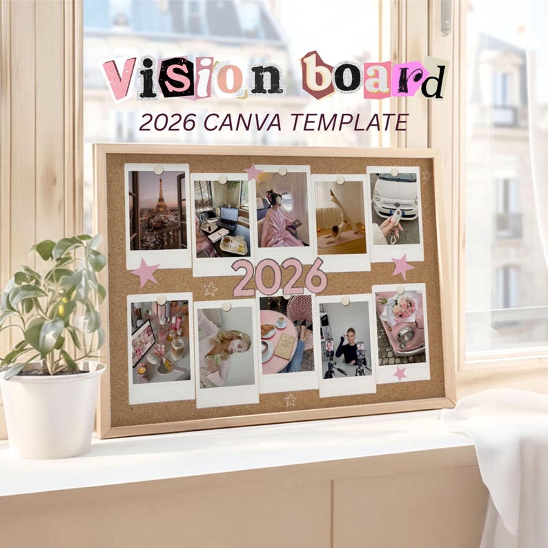 2026 Vision Board Canva Template, Digital Printable Vision Board, It ...