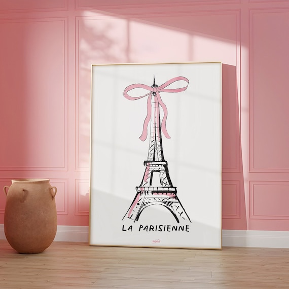 Coquette Room Decor | Balletcore Wall Art | Eiffel Tower Print | Retro Preppy Funky Wall Art | Vintage Print | Coquette Wall Art | Old Money