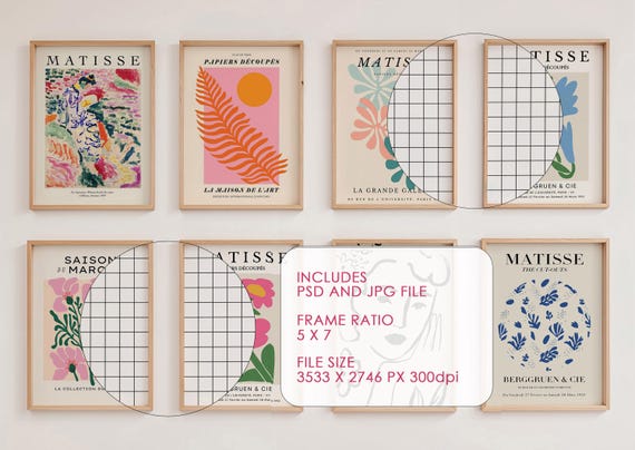 Set of 8 Frame Mockup, 5x7 Ratio Vertical Art Print Mockup