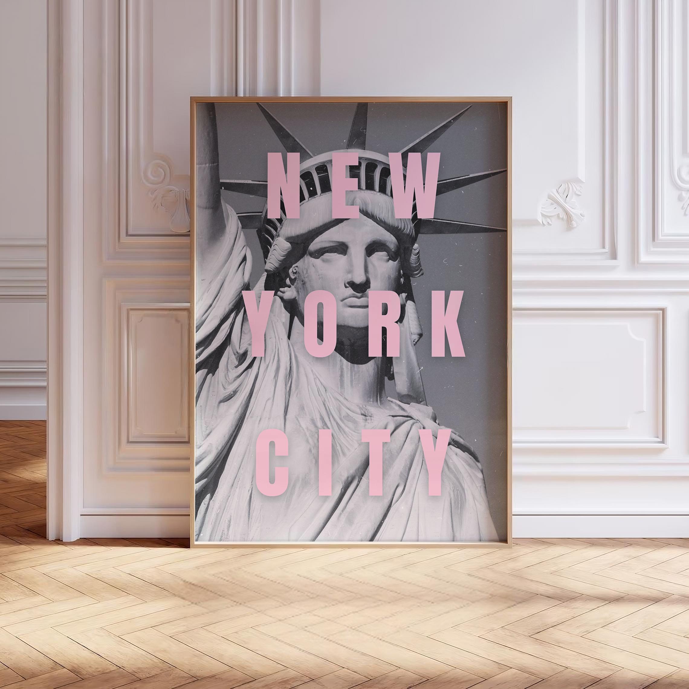 Set of 2 New York City Pink Black and White Poster, NYC Print
