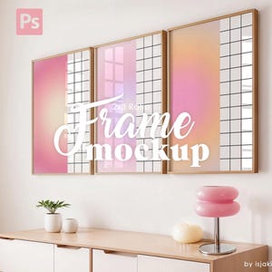 Set of 3 Frame Mockup, 2x3 Ratio Vertical Art Print Mockup, Aesthetic Poster Mockup, Vintage Mockup, Wall Art Mockup, PSD Template