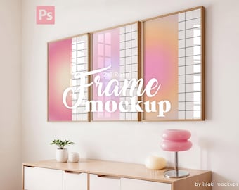 Set of 3 Frame Mockup, 2x3 Ratio Vertical Art Print Mockup, Aesthetic Poster Mockup, Vintage Mockup, Wall Art Mockup, PSD Template
