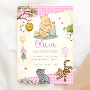 Editable Winnie the Pooh Birthday Invitation: Girl Party (Digital File)
