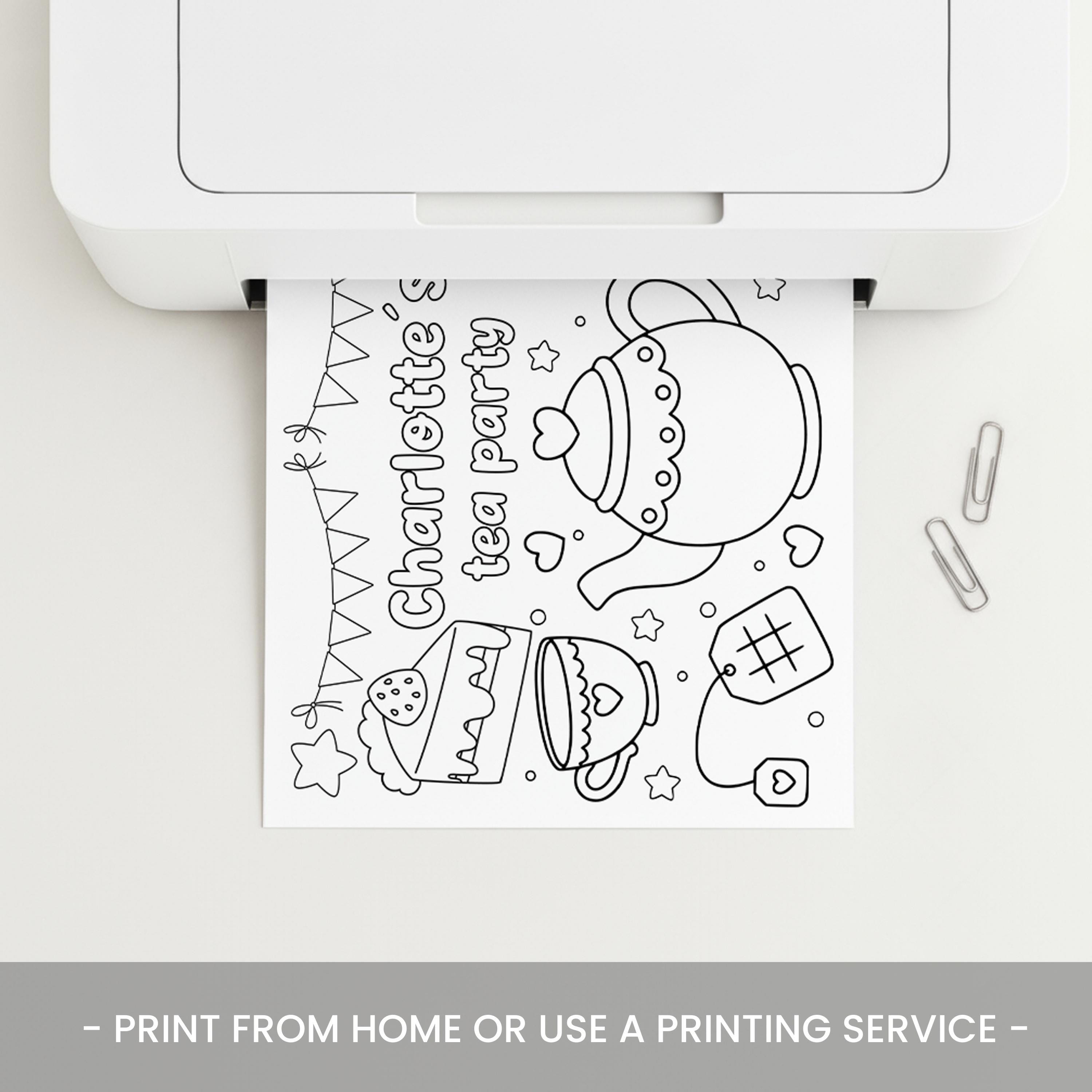 Tea Birthday Party Coloring Page-tea Coloring Sheet Party Favor-digital ...