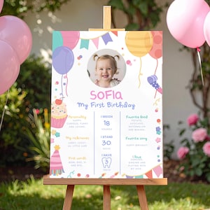 Fun to be One Birthday Editable Milestone Poster Template, First Birthday Pink Girl My First Year Poster, Instant Download, F05