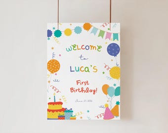 Colorful First Birthday Welcome Sign: Fun To Be One, G02