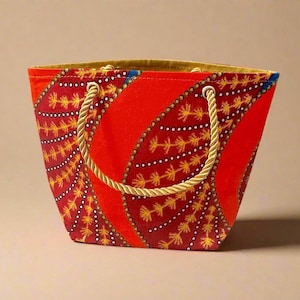 Mini, colorido, tela estampada, bolso de mano de regalo hecho a mano
