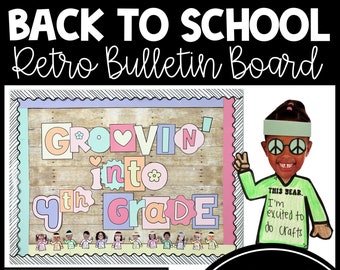 Retro Groovy Back to School Bulletin Board Kit - Classroom Decor - Theme - Groovin into kindergarten - Peace, Love, and Learning - Preschool