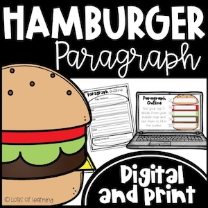 Hamburger Paragraph Unit - Lesson Plan - Anchor Chart - PowerPoint - Bulletin Board - Writing Prompts - Paragraph Graphic Organizer - Rubric