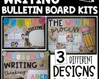 Writing Bulletin Board Classroom Decor Types of Writing Posters Writing Process Door Decor Writing Area Anchor Charts Header Pencil Rainbow