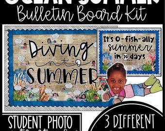 End of Year Bulletin Board Ideas Diving Into Summer Countdown Bulletin Board Set May Activities Craft Ocean Classroom Decor Door Decorations