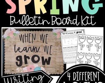 Spring Flower Bulletin Board Door Decor What We've Learned Writing Activity - Spring is in the Air - Welcome Spring - When We Learn We Grow