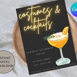 Costume and Cocktails Invitation Printable Halloween Invite - Etsy