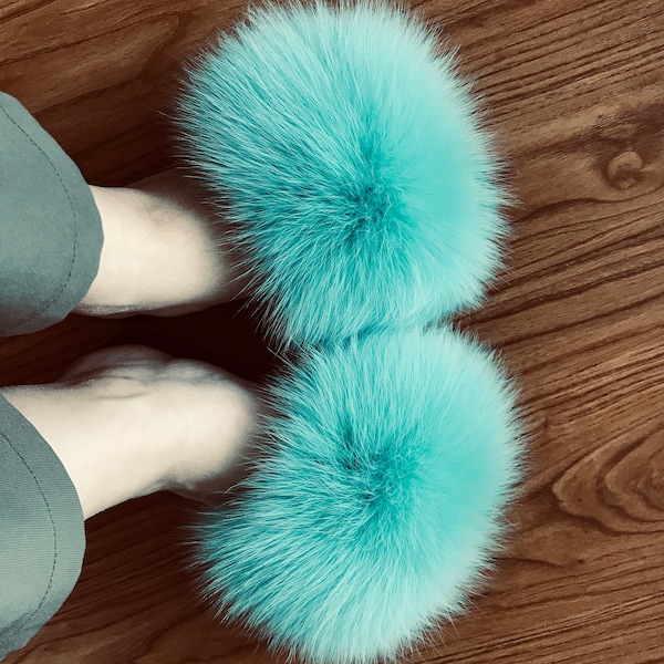 designer fur slides
