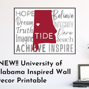 NEW! University of Alabama Wall Decor Print | Graduation Gift | Housewarming Gift | Wedding Gift | Roll Tide