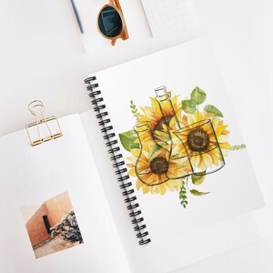 Floral Lab Beaker Notebook | Course Notebook | Science Journal | Spiral Notebook - Ruled Line