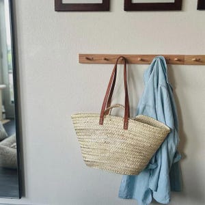 STROHTASCHE handgefertigt mit Leder, französischer Marktkorb, französische Markttasche, Strohkorb, französischer Korb, Markttasche
