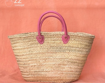 Pink basket bag  - Beach Market Shopping - Straw Wicker - RETAILERS CONTACT ME