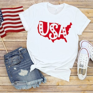 USA Shirt, 4. Juli Shirt, süßes Juli Vierter Shirt, Fourth of Jul Shirt, USA Karte Shirt, Amerika T-Shirt, Sommer Shirt,
