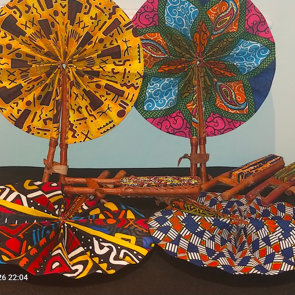 Fan, Hand held fan, Ankara/kitenge fan, Fabric fan, Mini fan