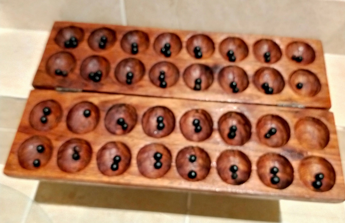 Omweso Board Game Mancala Hardwood Bao Hawaii Game of Etsy